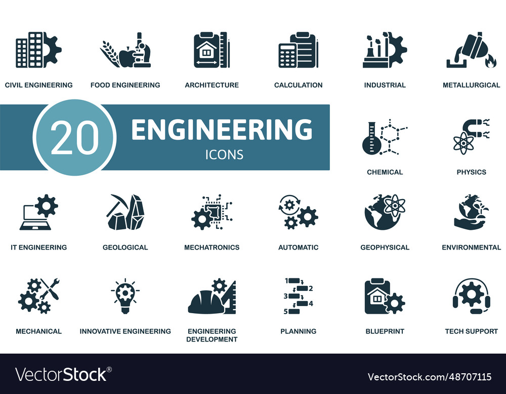Engineering set creative icons civil vector image Engineering set creative icons civil