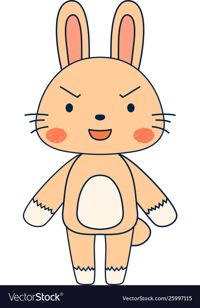 Full Length Cute Brown Rabbit Character Royalty Free Vector 0964