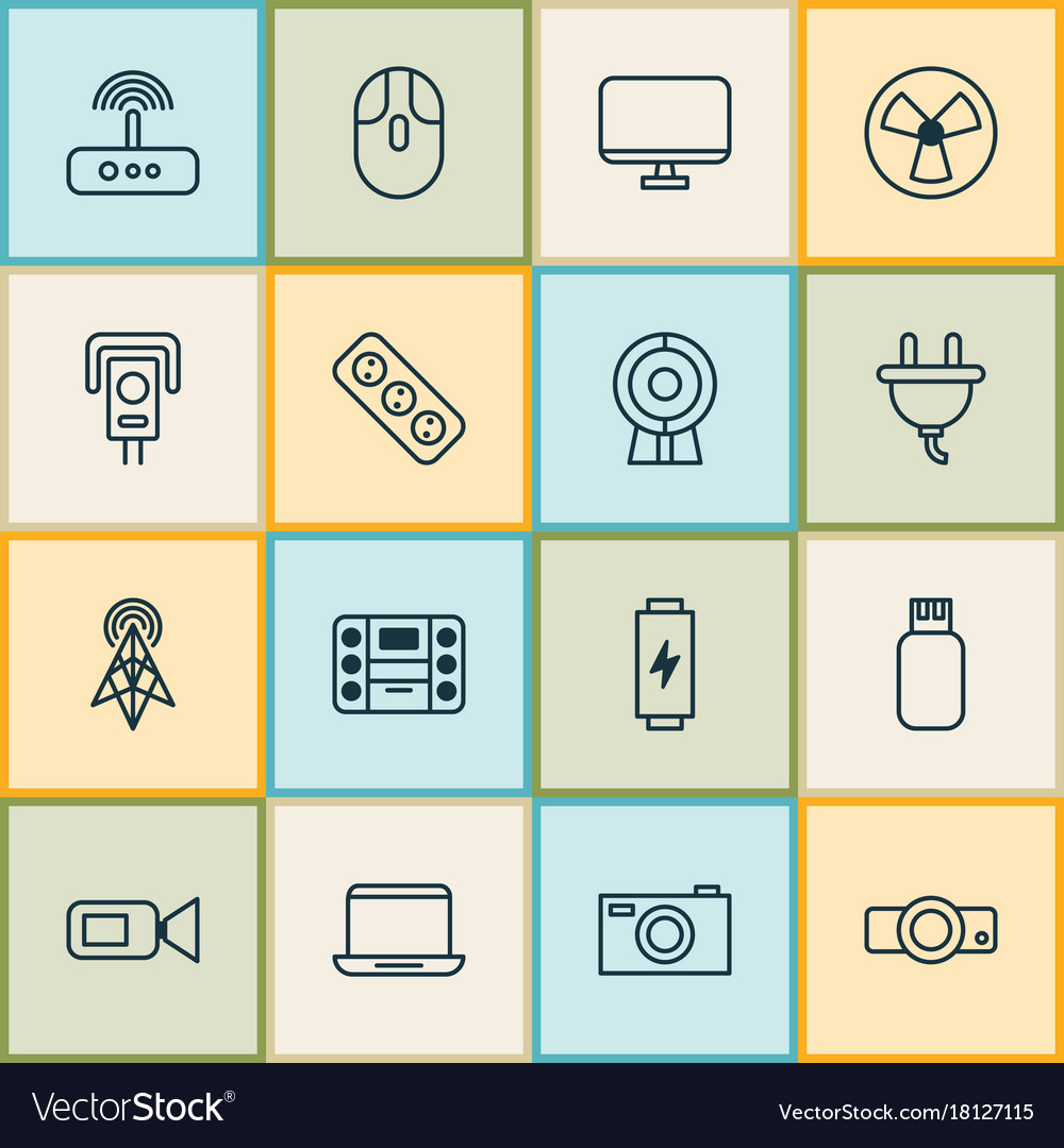 Hardware icons set collection of notebook