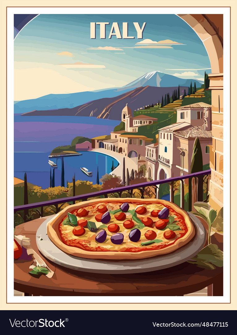 Italy travel destination poster in retro style Vector Image