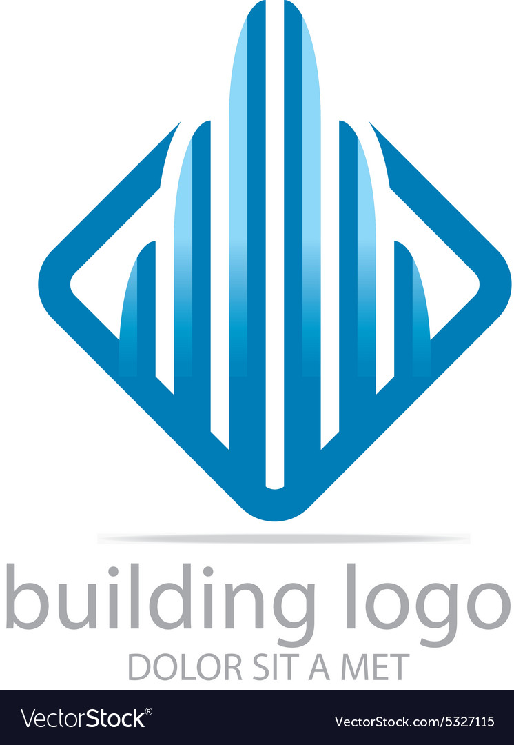 Logo icon tall building blue design symbol