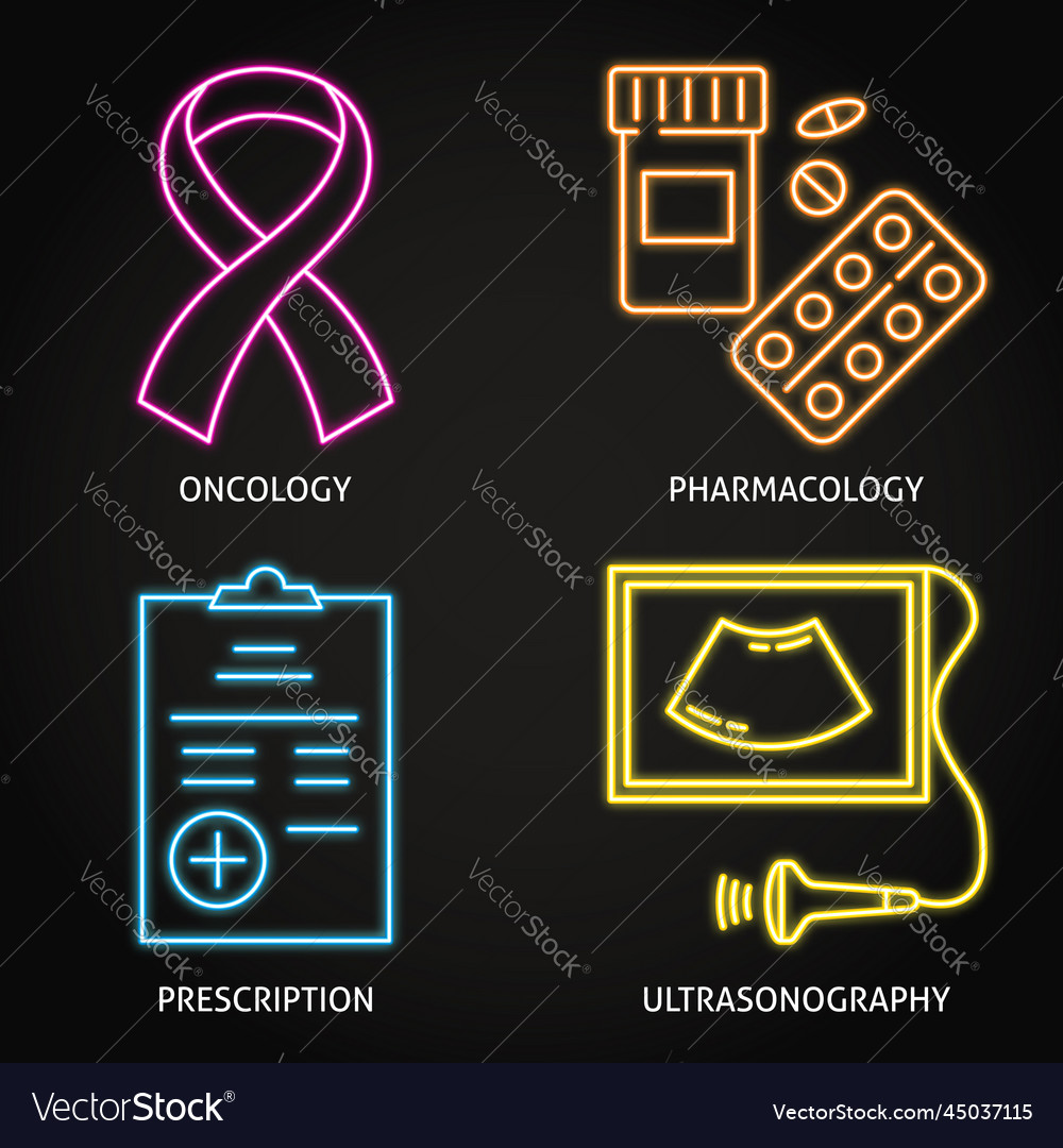 Medical Neon Icon Set - Healthcare Symbole