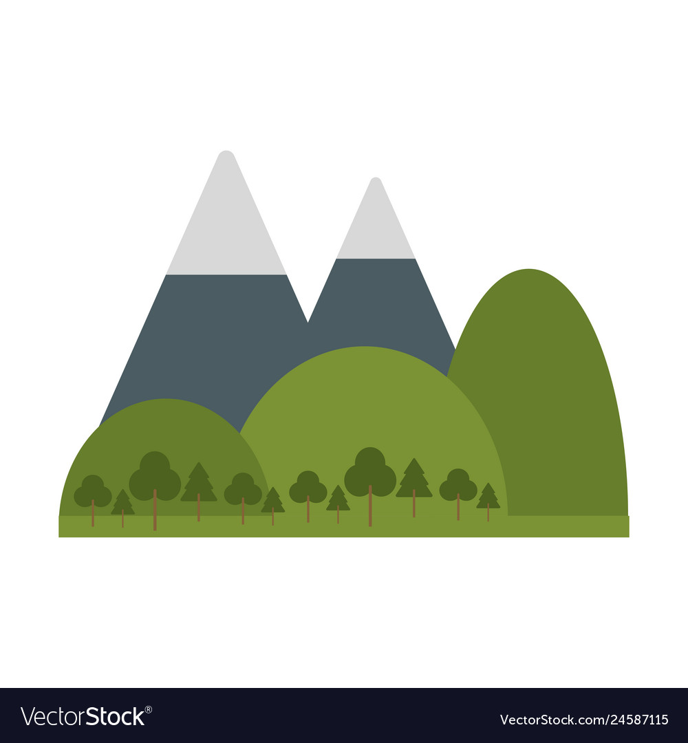 Mountains and trees cartoon