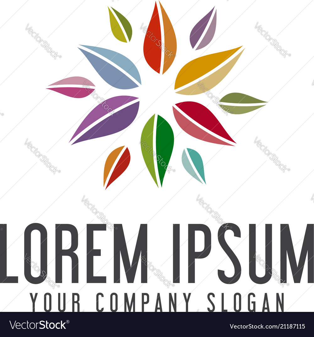 Multicolor leaf logo design concept template