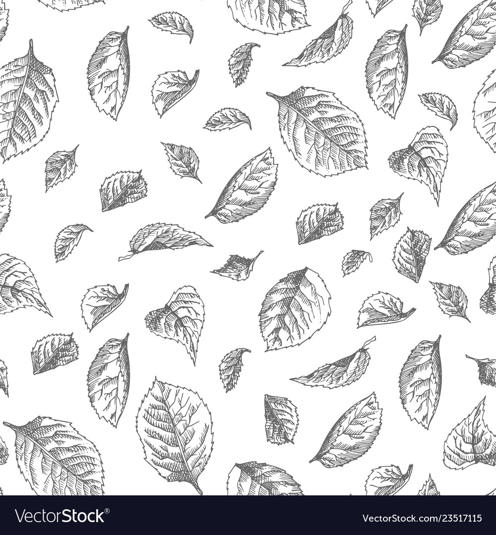 Seamless pattern hand drawn sketch roses leaves