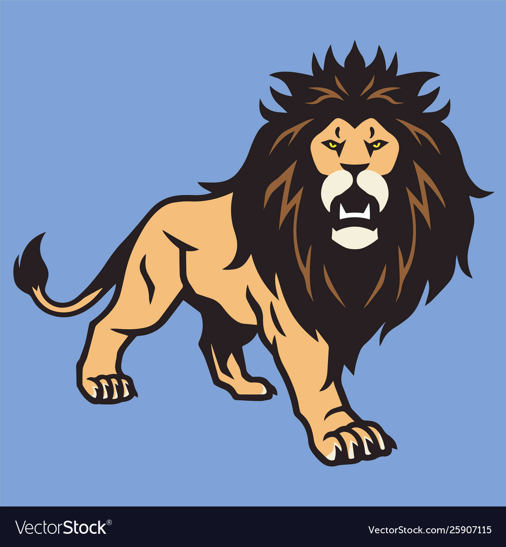 Wild lion cartoon mascot standing Royalty Free Vector Image