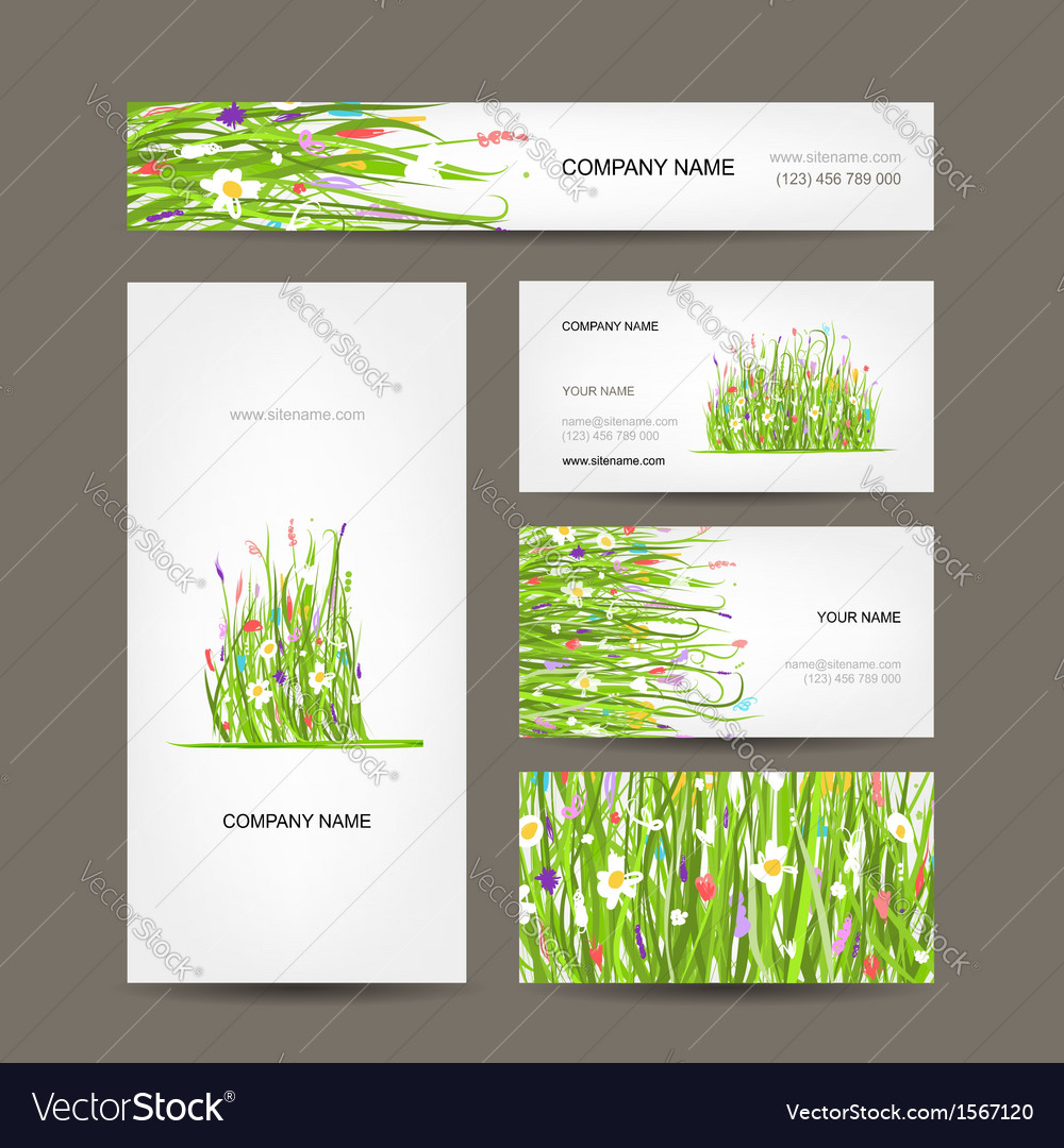 Business cards collection green meadow design