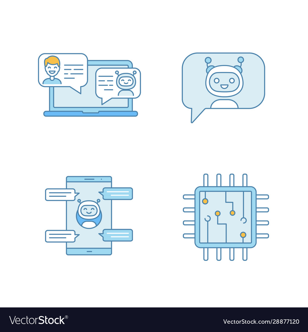 Chatbots color icons set Vector Image Chatbots color icons set