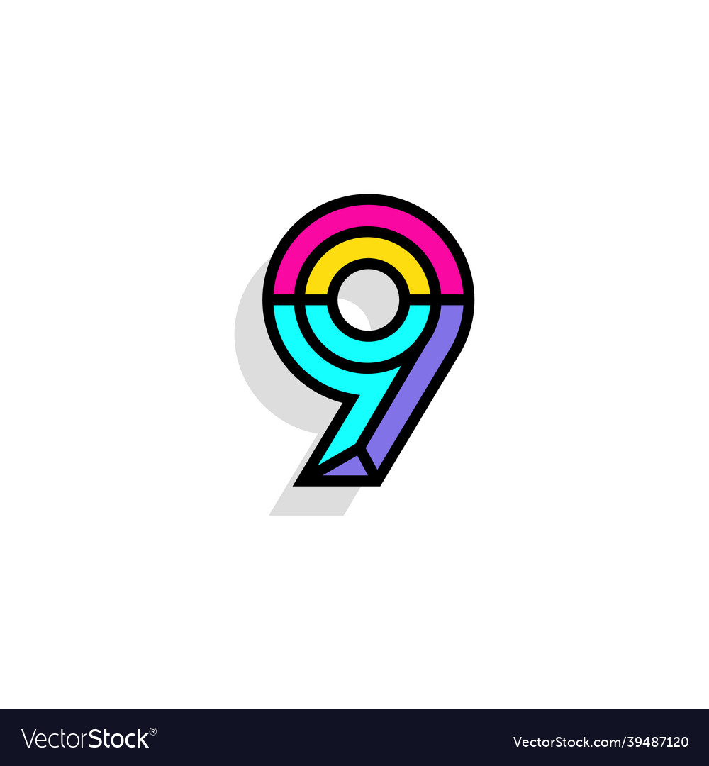 Colorful chisel number 9 vector image Colorful chisel number 9