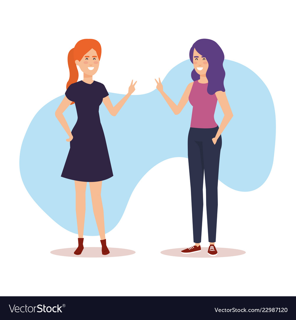 Couple girls avatars characters Royalty Free Vector Image