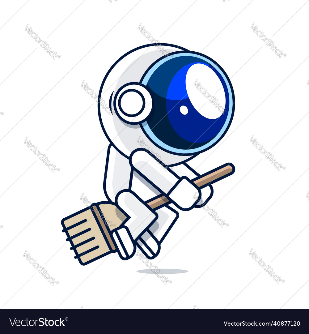 Cute astronaut super hero flying cartoon icon