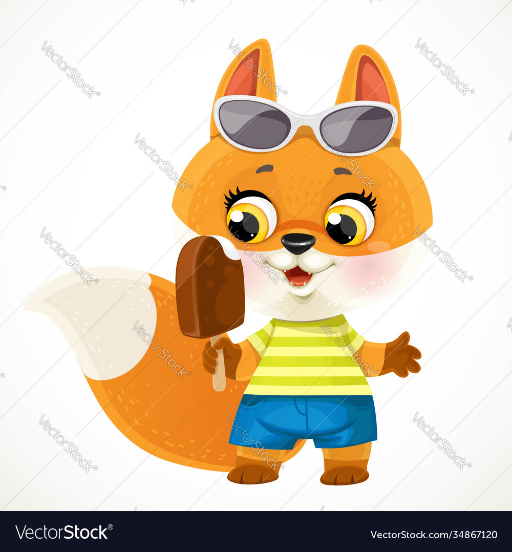 Süße Cartoon Baby Fuchs in Sonnenbrille