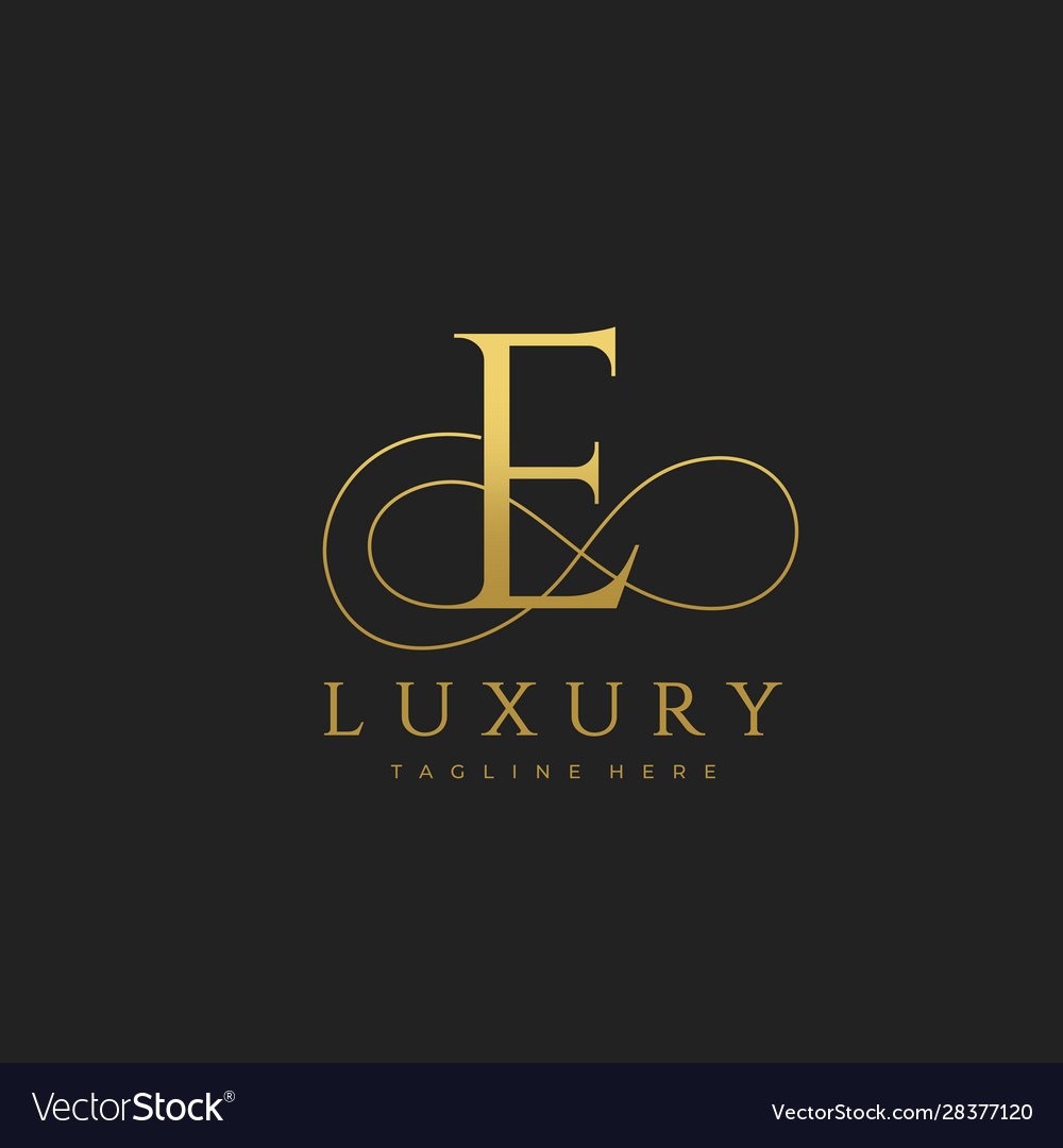 E luxury letter logo design Royalty Free Vector Image