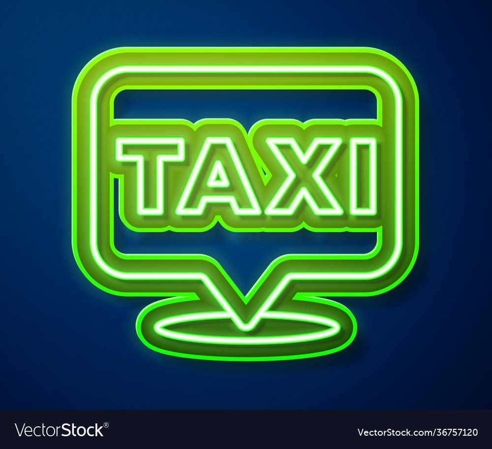 Glowing neon line map pointer with taxi icon vector image Glowing neon line map pointer with taxi icon