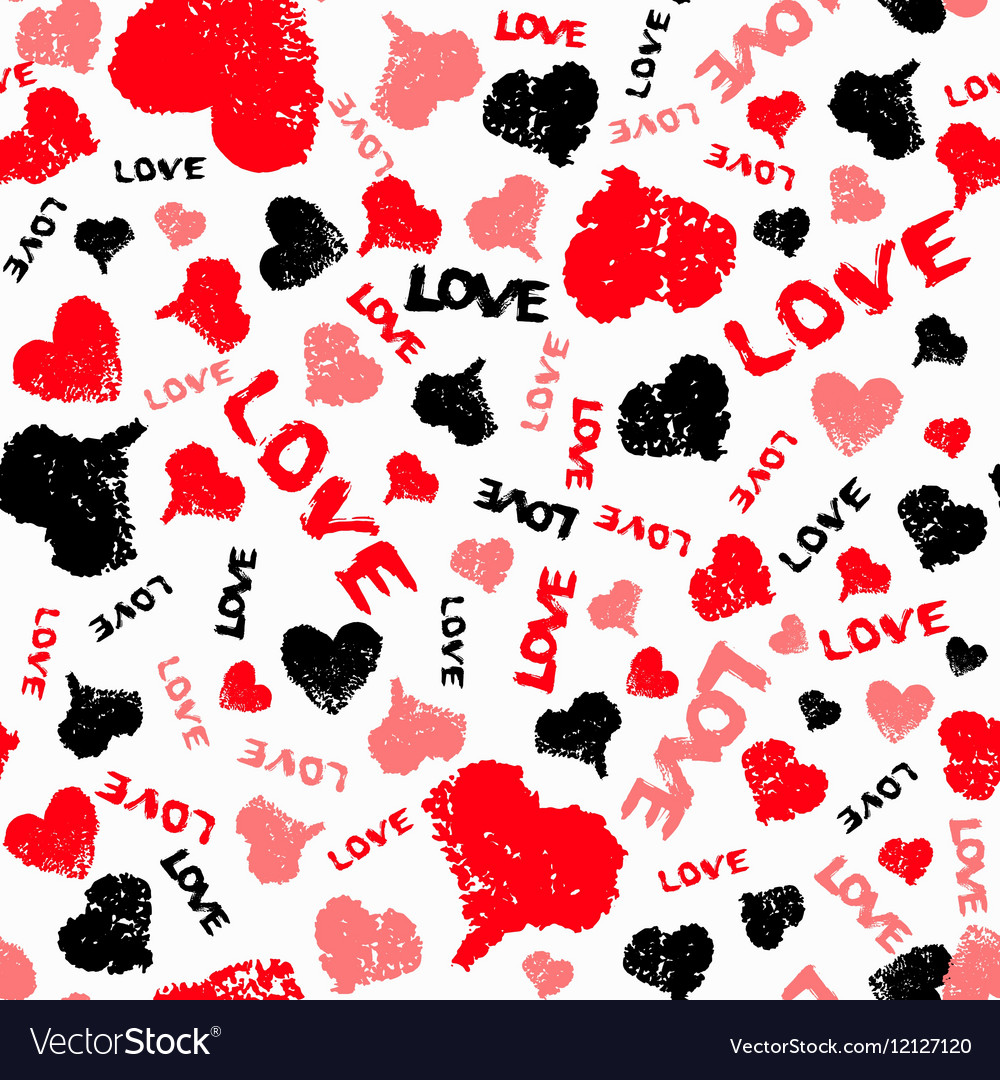 Hearts valentine background with painted love word