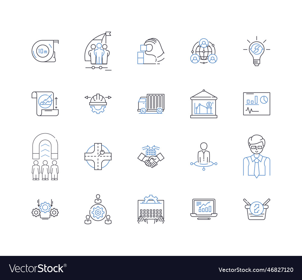 Industry procedures line icons collection