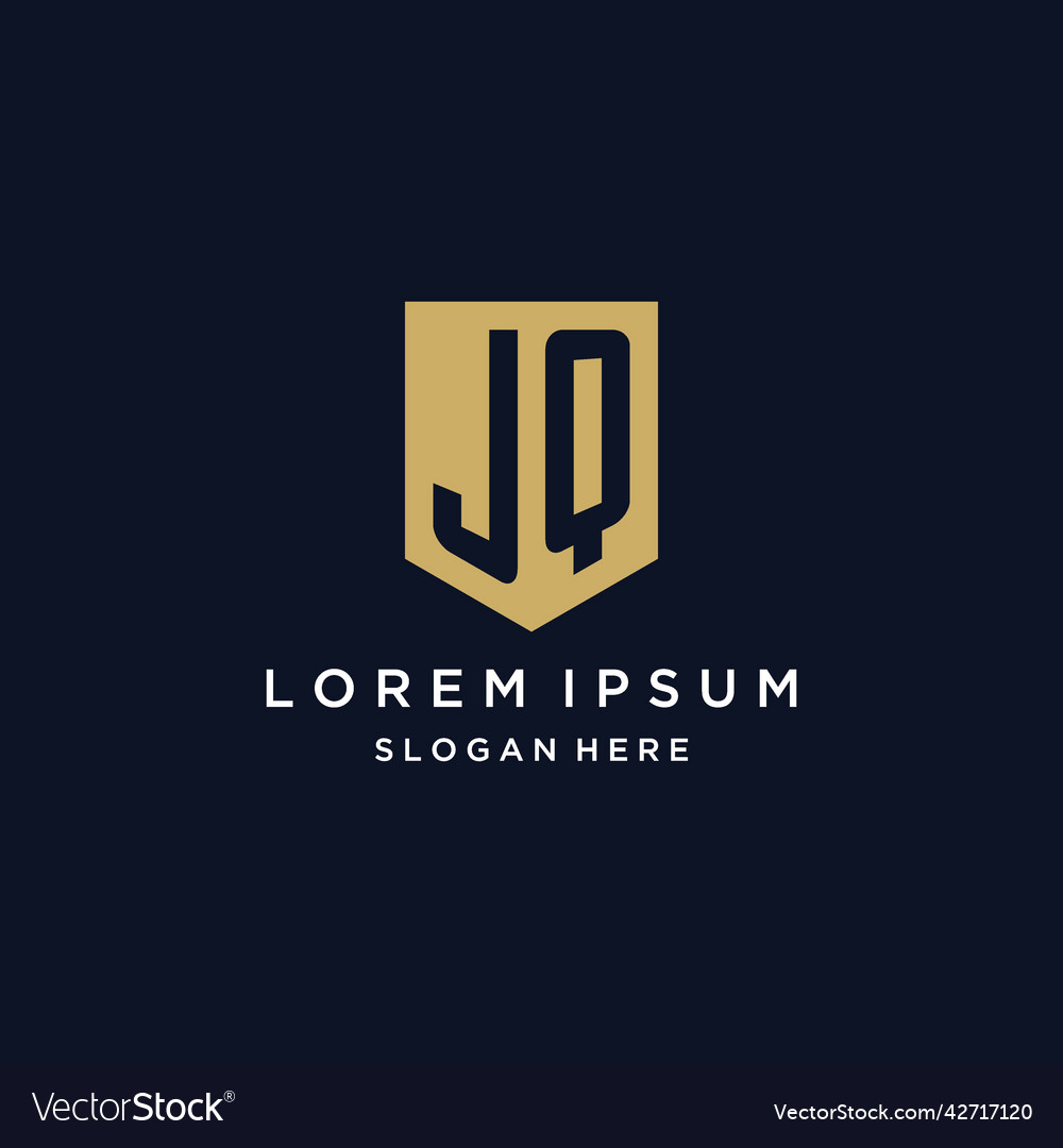 Jq monogram initials logo design with shield icon