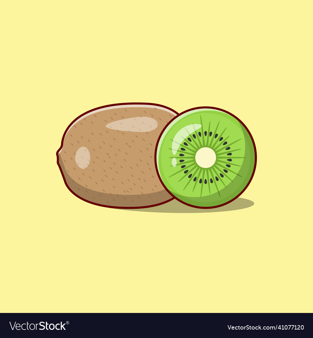 Kiwi Exotic Fruit Sweet And Sour Flat Cartoon Vector Image