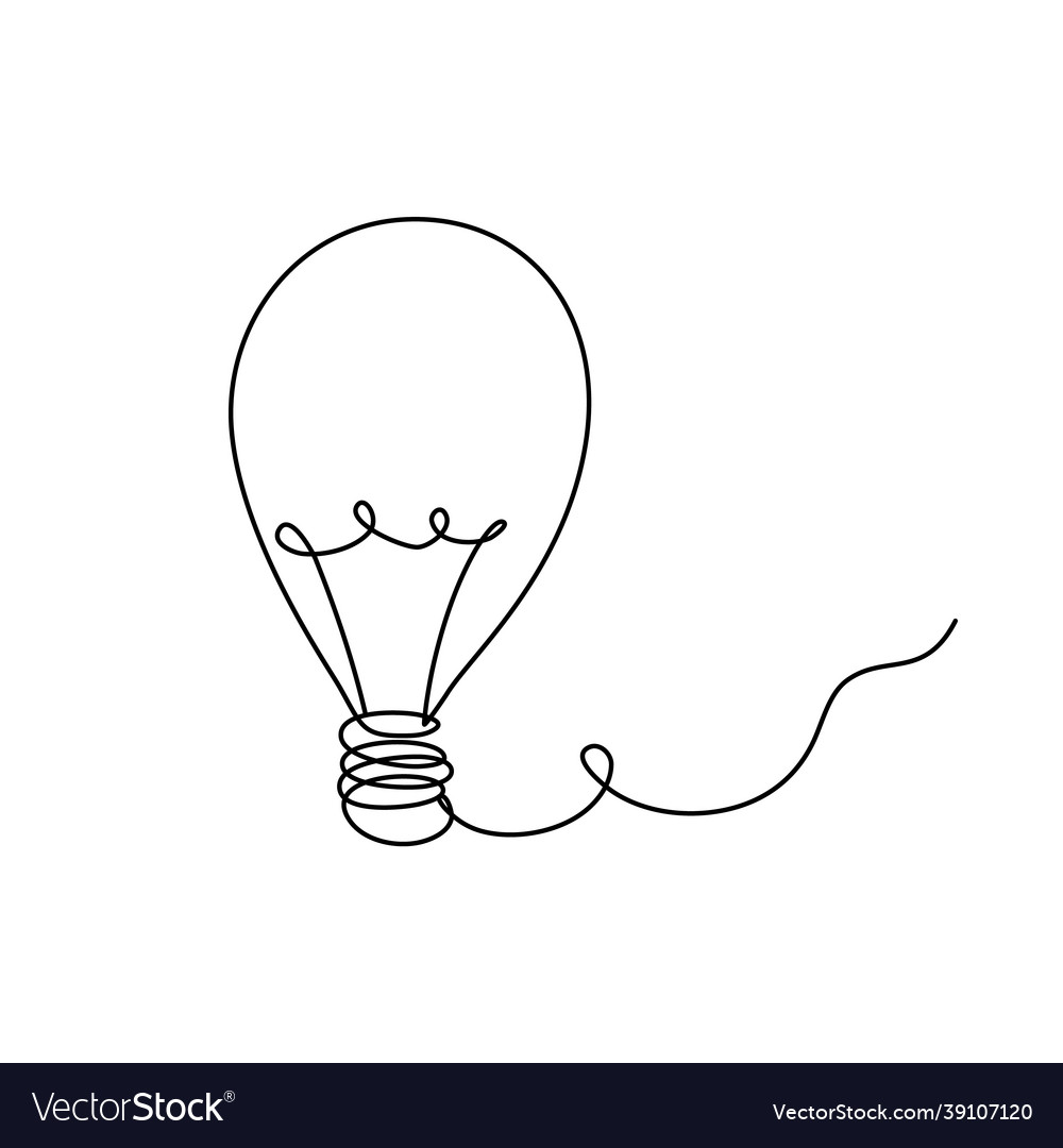 Light bulb in continuous line drawing sketchy vector image Light bulb in continuous line drawing sketchy