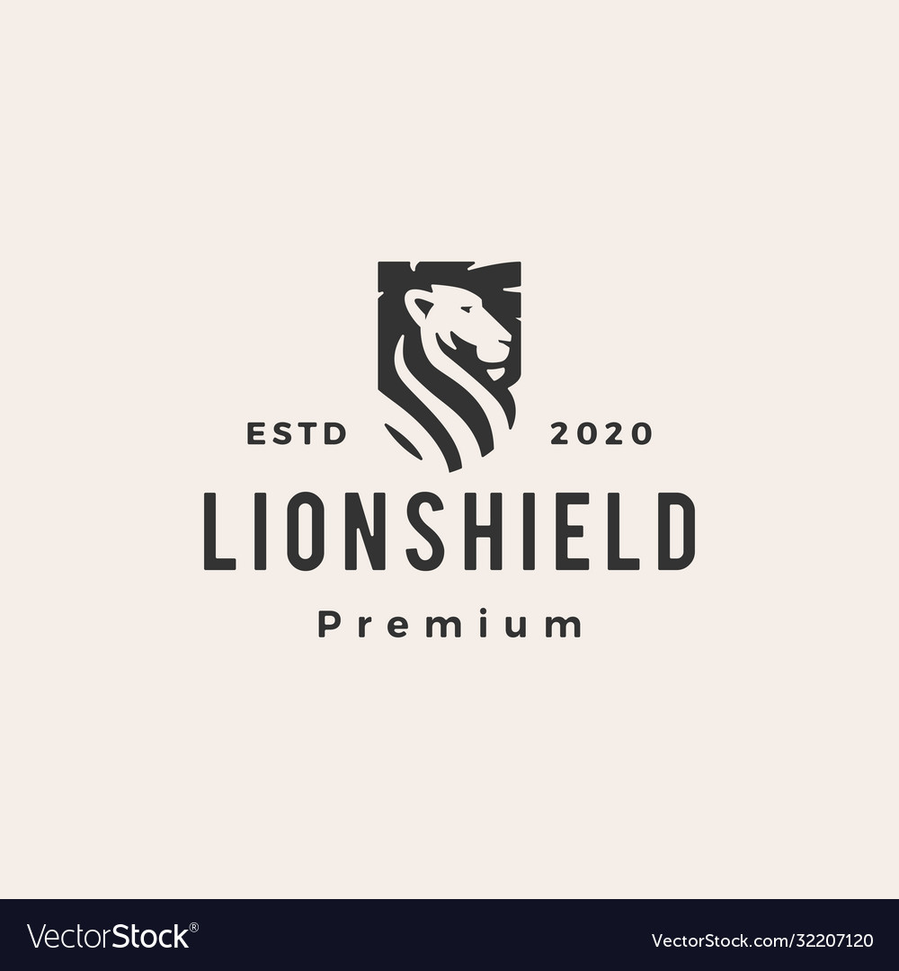 Lion shield hipster vintage logo icon Vector Image Lion shield hipster vintage logo icon