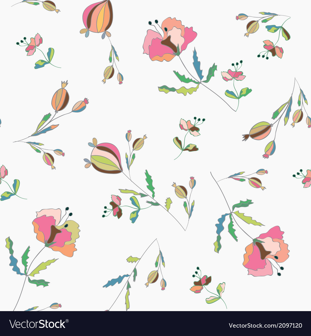 Poppies floral seamless pattern