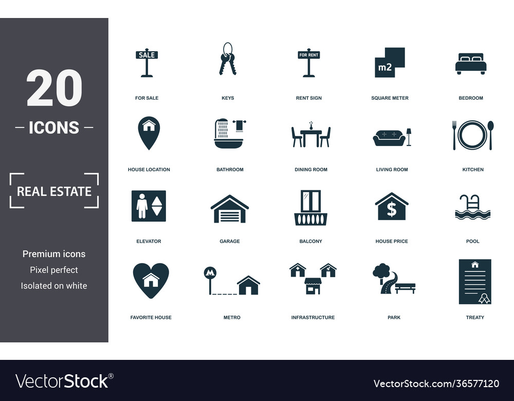 Real estate icons set collection includes simple