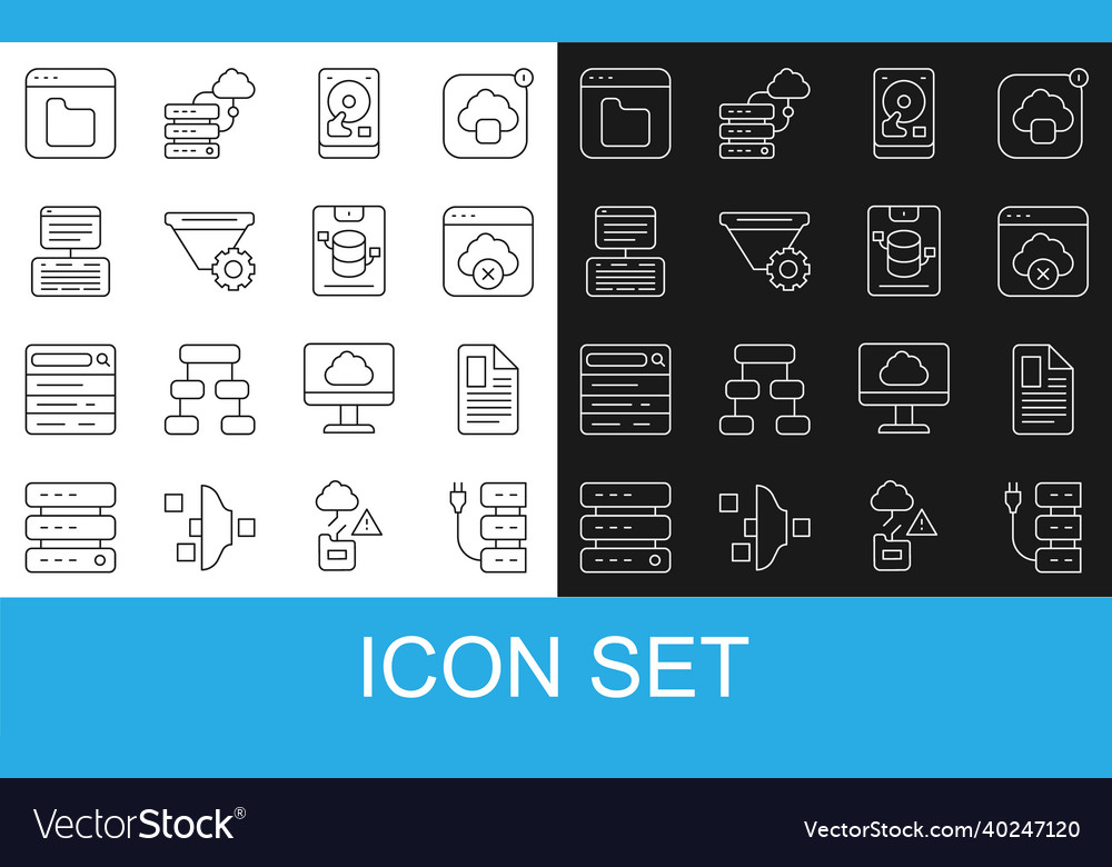 Set line server file document failed access vector image Set line server file document failed access