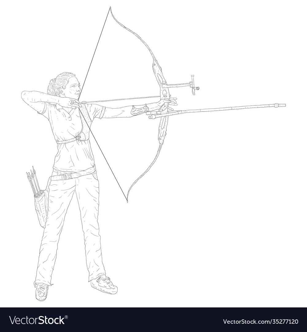 Sketches silhouettes attractive female archer Vector Image Sketches silhouettes attractive female archer