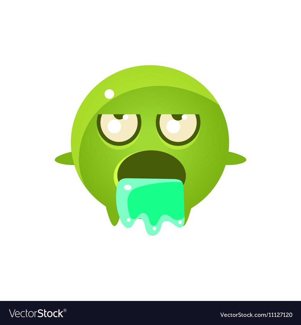 Throwing up round character emoji Royalty Free Vector Image