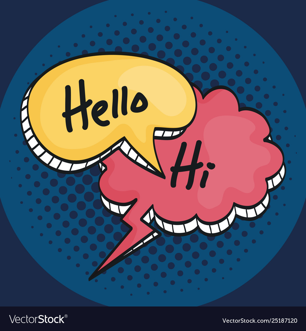 Two speech bubbles drawn with hi and hello message