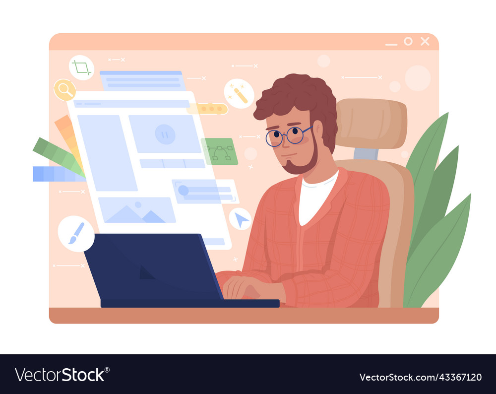 Website developer 2d isolated vector image Website developer 2d isolated