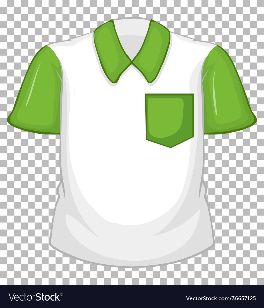 Blank white shirt with green short sleeves