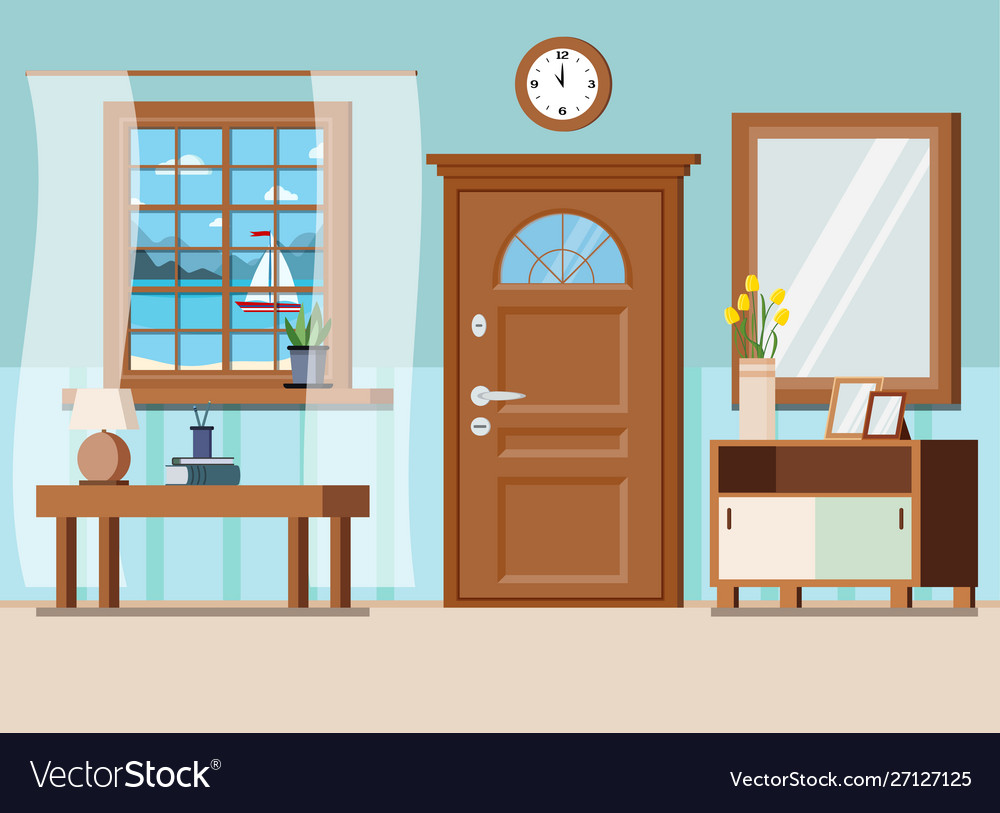 Cozy home entrance hall interior background Vector Image