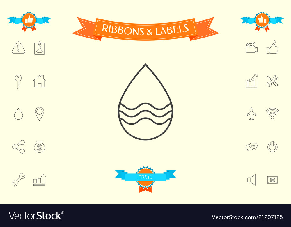 Drop line icon with waves