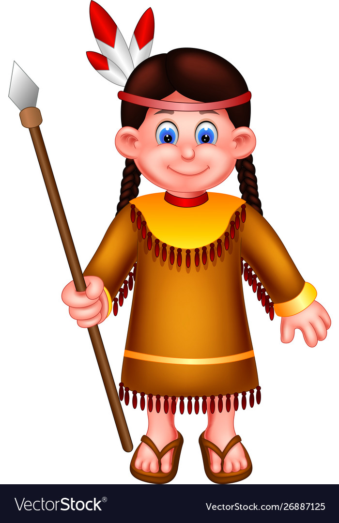 Funny girl in ethnic traditional clothes cartoon Vector Image