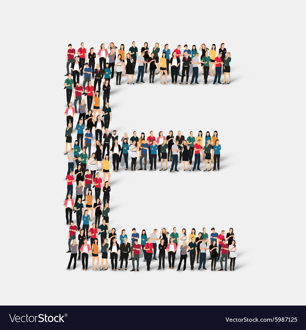 Group people letter form Royalty Free Vector Image