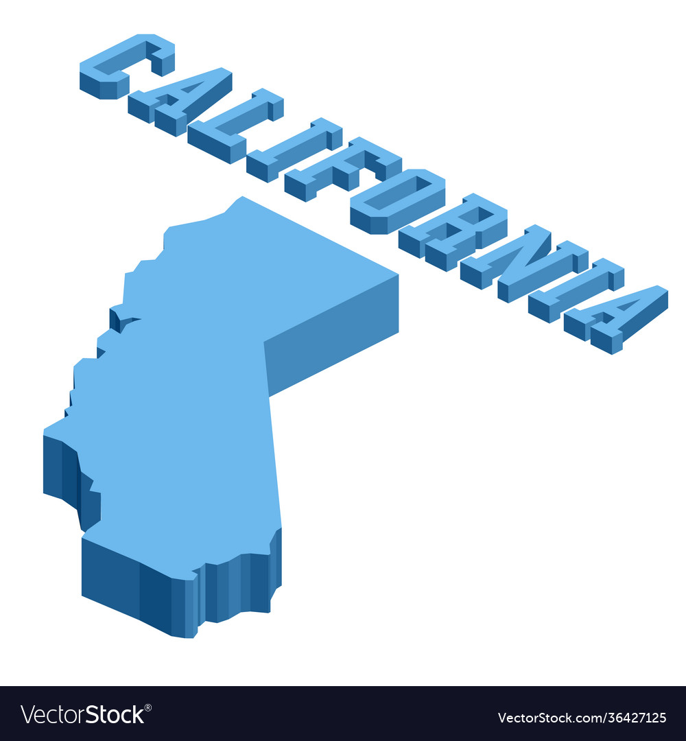 Isometric state california with name Royalty Free Vector