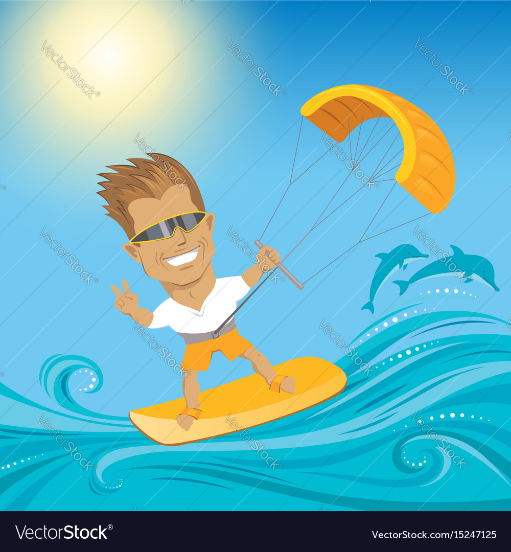 Kitesurfing on ocean Royalty Free Vector Image