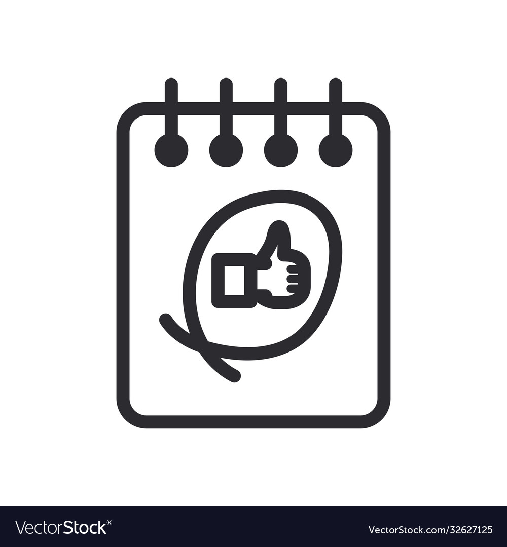 Like gesture with hand on notebook line style icon