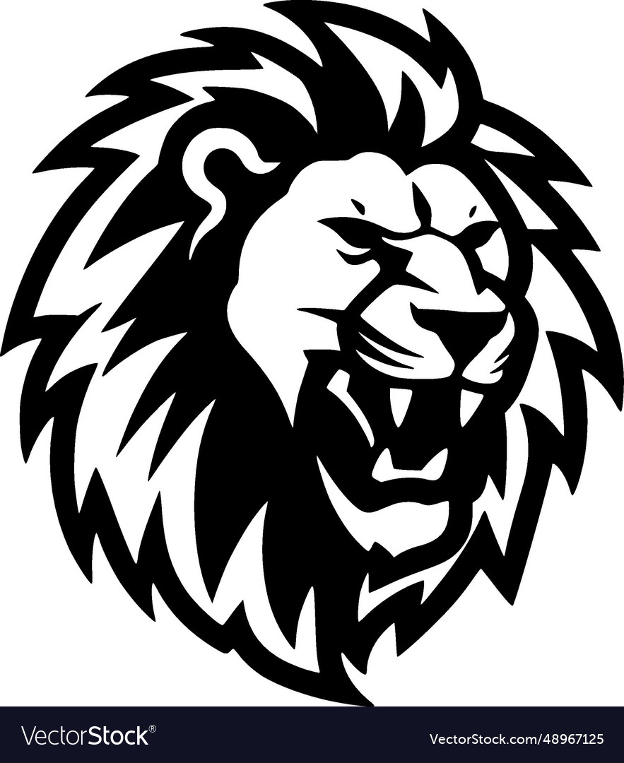 Lion - black and white Royalty Free Vector Image