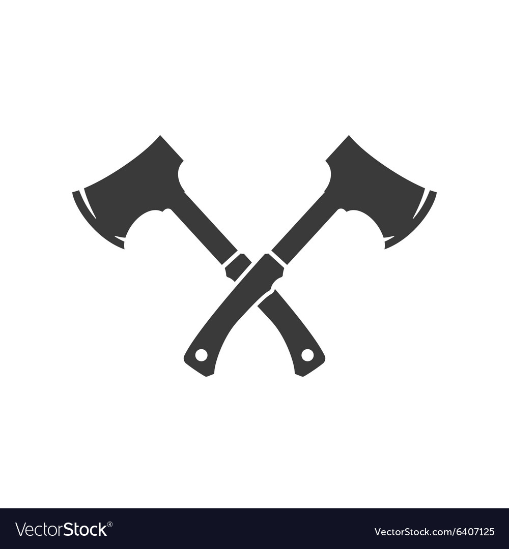 Lumberjack axes crossed FIsolated On White Vector Image