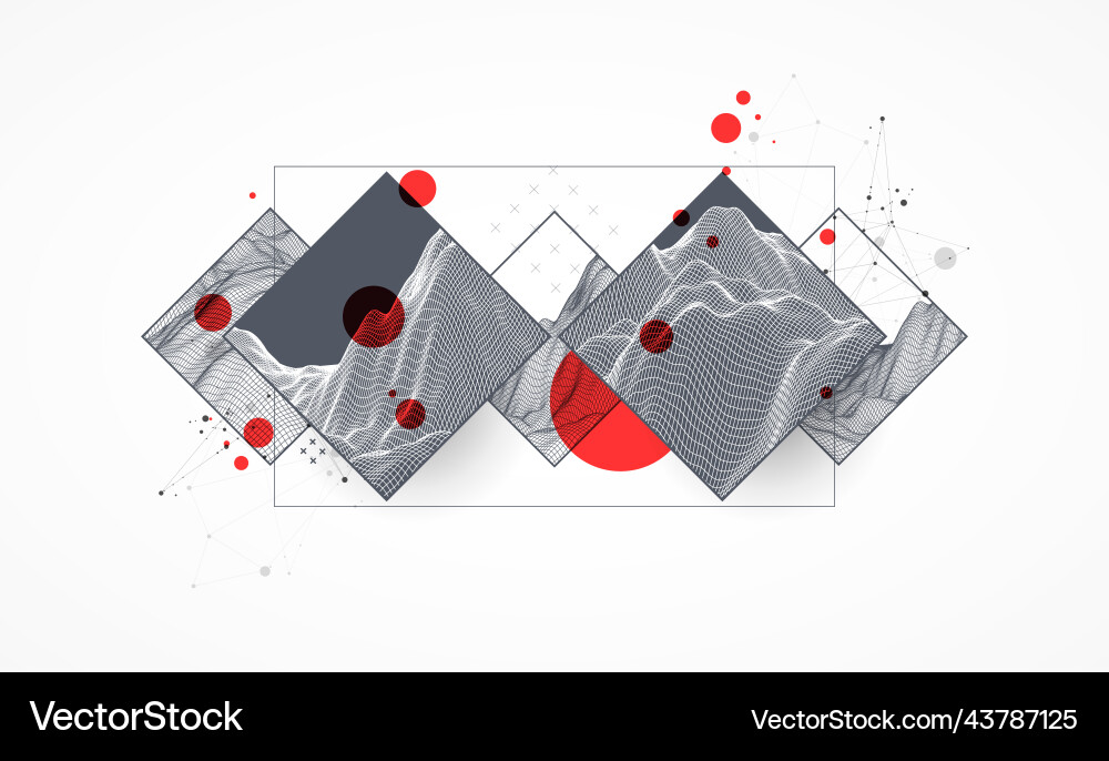 Modern science or technology elements in square Vector Image