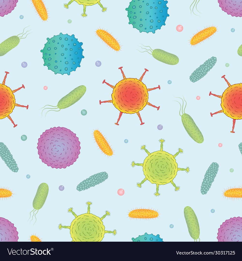 Seamless pattern with bacteria and viruses vector image Seamless pattern with bacteria and viruses