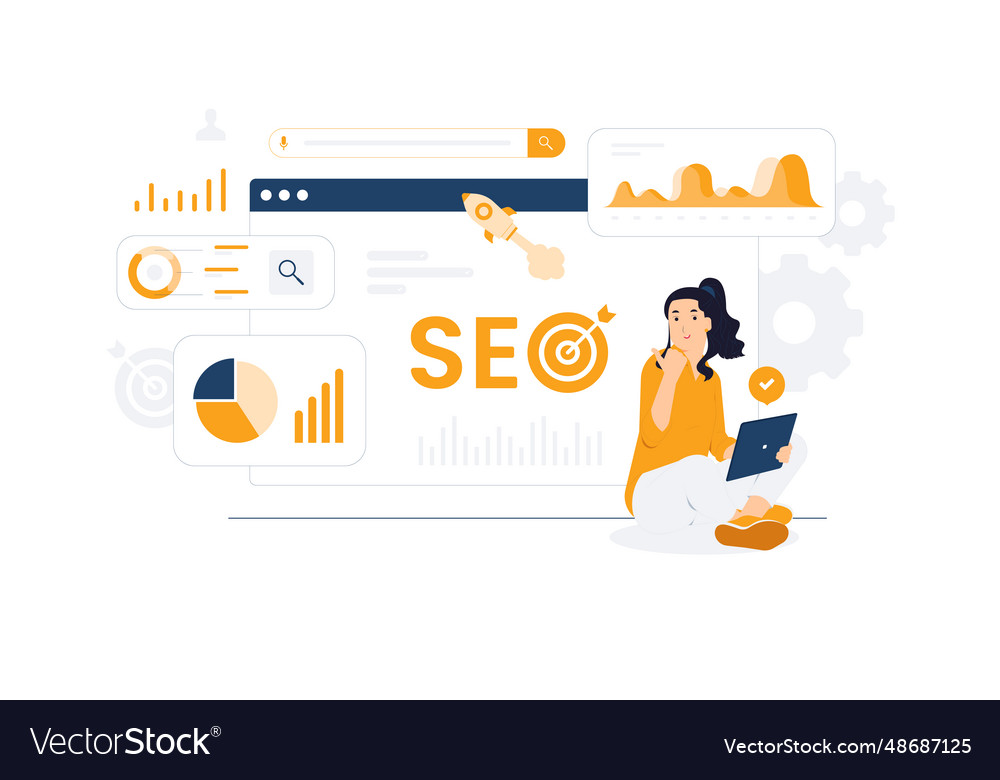 Seo optimized pages boost website enhance vector image Seo optimized pages boost website enhance