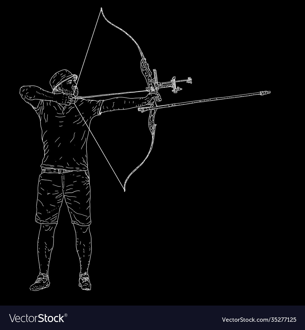 Sketches silhouettes attractive fmale archer