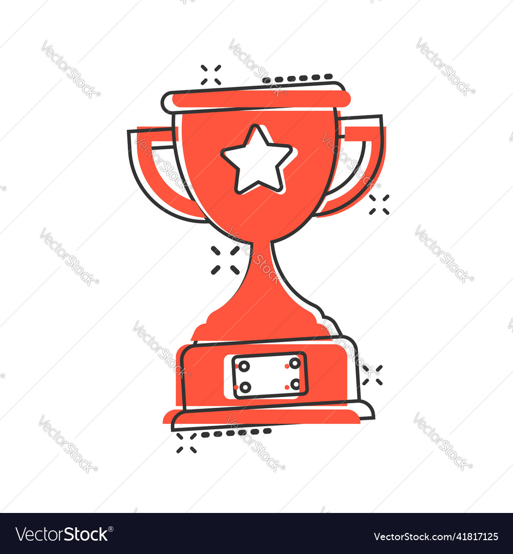 Trophy cup icon in comic style goblet prize