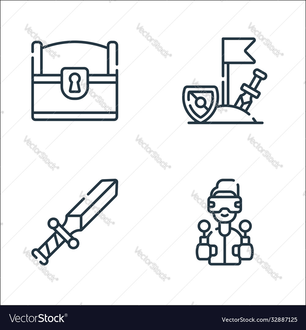 Videogame line icons linear set quality Vector Image Videogame line icons linear set quality