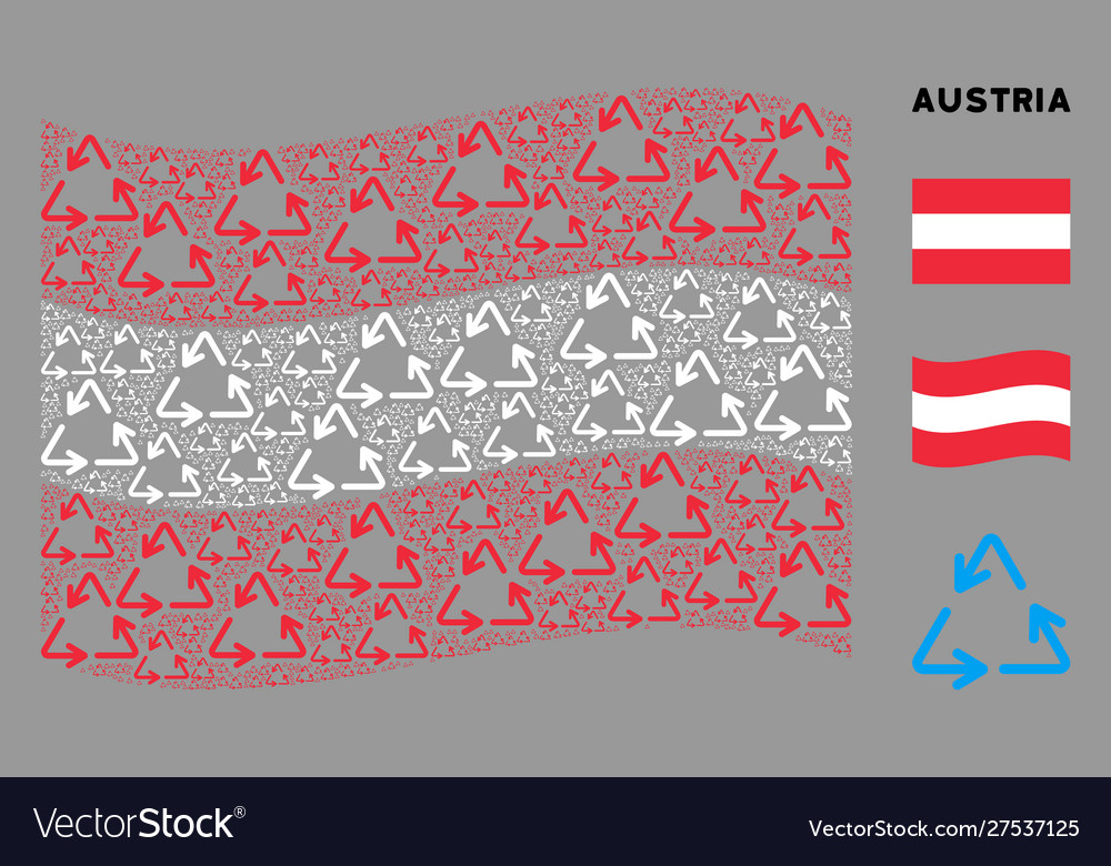 Waving austrian flag pattern recycle triangle