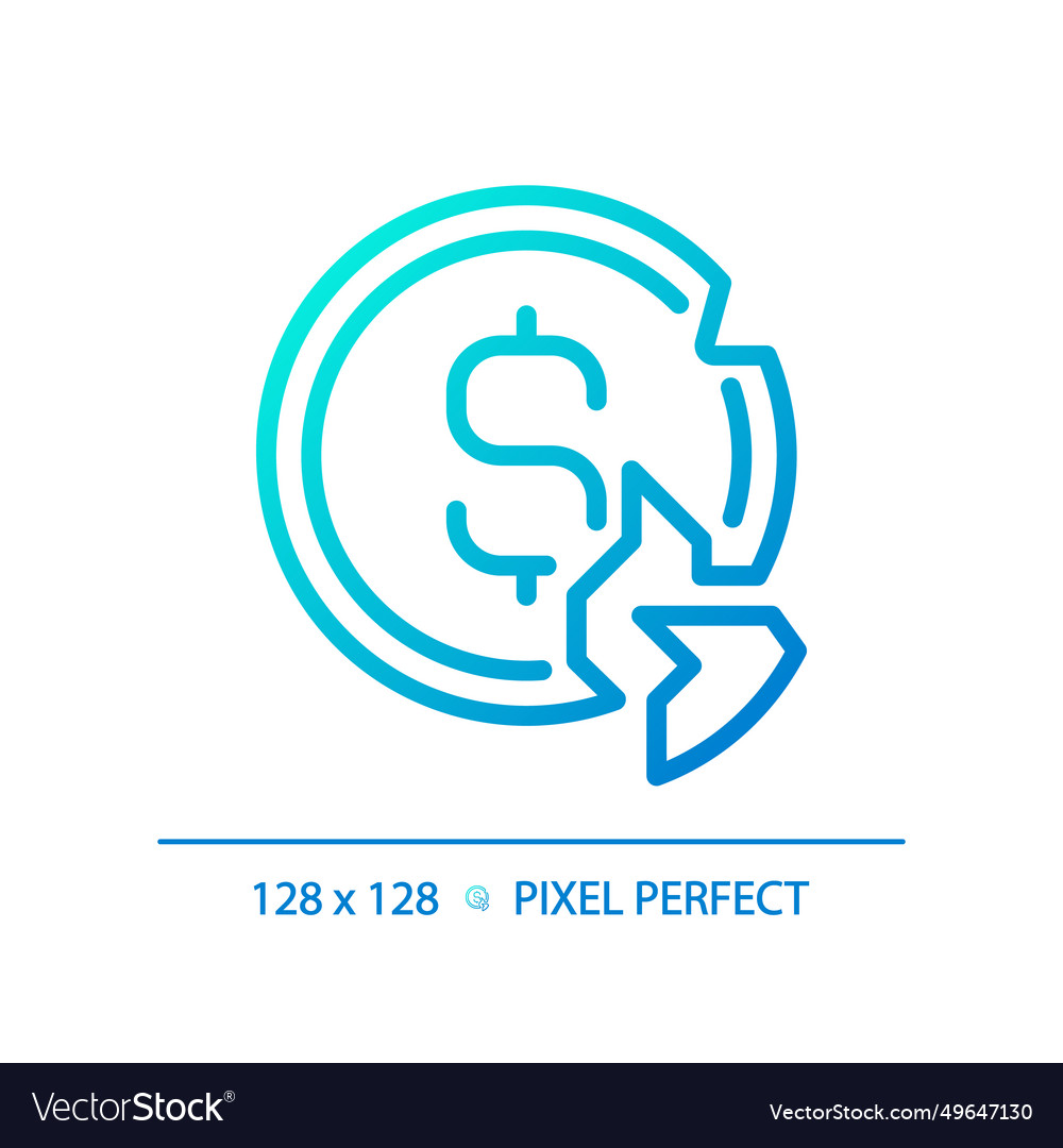 2d thin linear pixel perfect gradient broken coin vector image 2d thin linear pixel perfect gradient broken coin