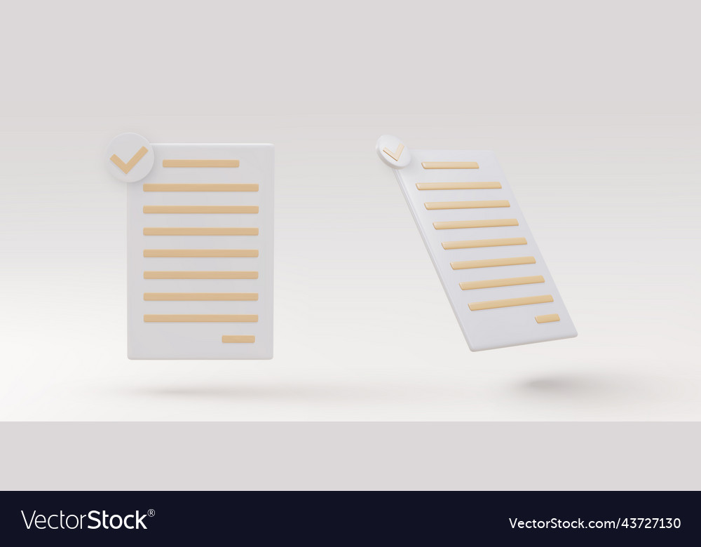 3d two realistic documents icon stack of paper